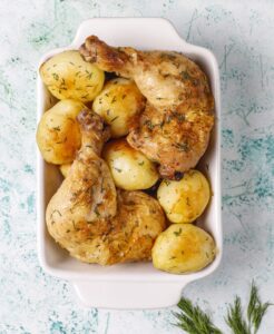 Chicken legs and potatoes